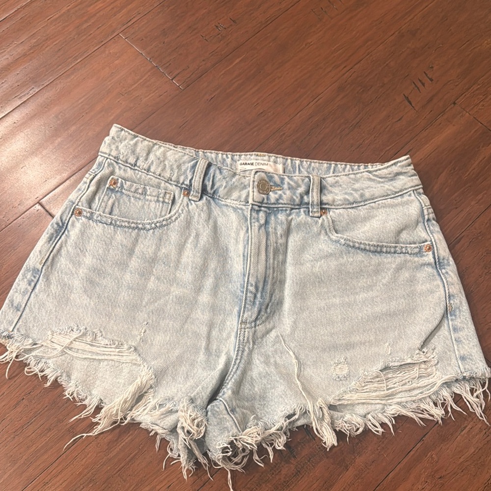 Denim High-Waisted Distressed Shorts